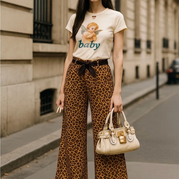 Free People Bennie Animal Print Wide-Leg Pants - Picture 3 of 7